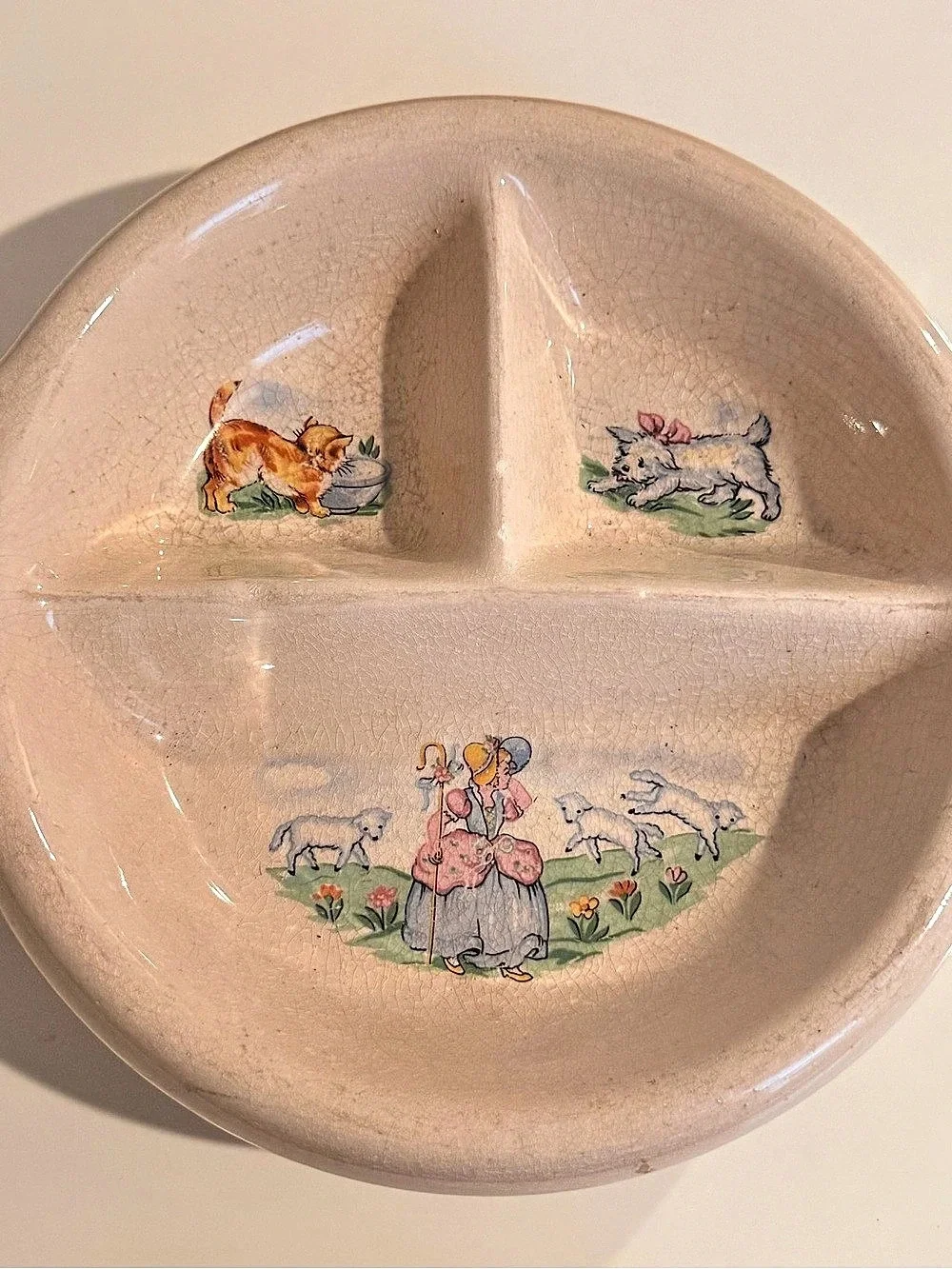 Vintage Divided Ceramic Serving Dish Cottagecore Farm